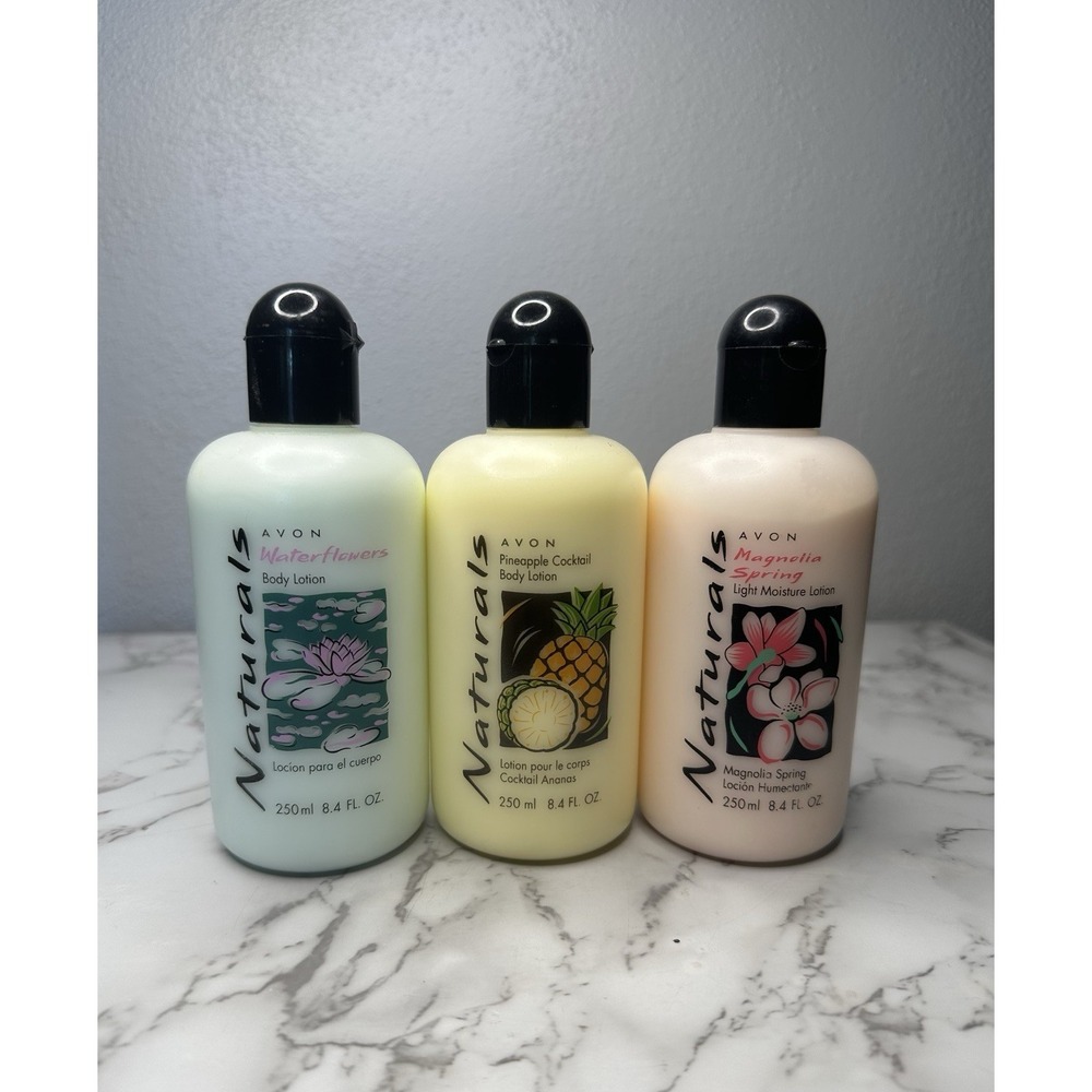 3 Vintage Avon Naturals Waterflowers Pineapple Magnolia Spring Body Lotion New